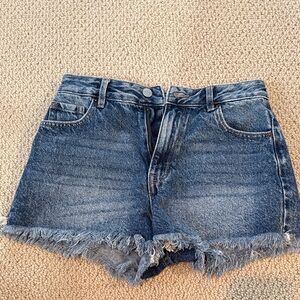 PacSun festival Distressed High-Rise Denim Shorts - Faded Blue (24)